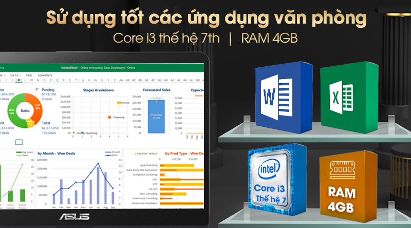 Laptop Asus Vivobook X507UA i3 7020U/4GB/1TB/Win10 (EJ314T)