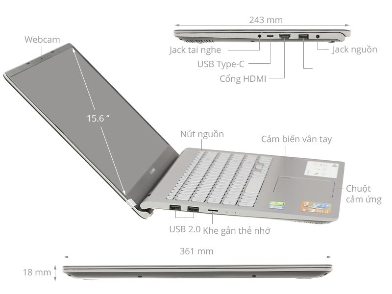 Asus VivoBook S530UN i5 8250U/4GB/1TB/2GB MX150/Win10 (BQ263T)