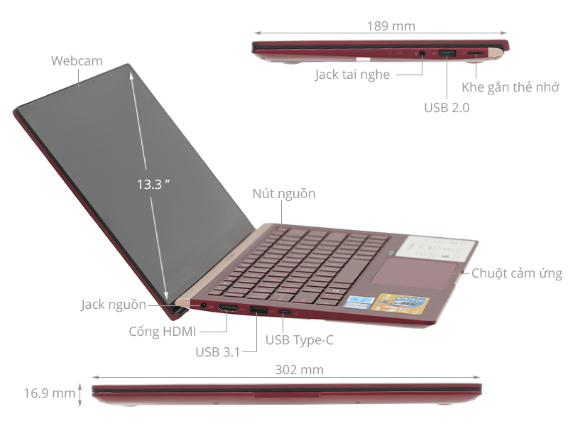 Asus ZenBook 13 UX333FA i5 8265U/8GB/512GB/Túi/Win10 (A4184T)