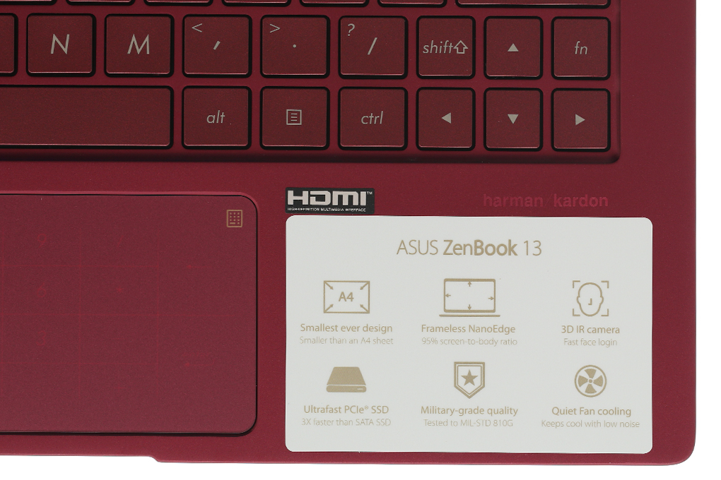 Laptop Asus ZenBook 13 UX333FA i5 8265U/8GB/512GB/Túi/Win10 (A4184T) Màu Đỏ