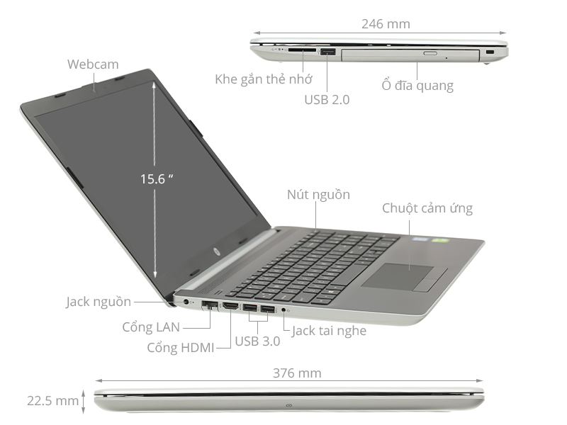 HP 15-da1030TX i7 8565U/8GB/1TB/ MX130/Win10 (5NM13PA)
