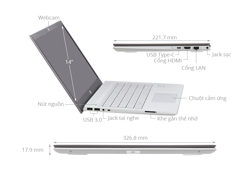 HP Pavilion 14 ce1012TU i5 8265U/4GB/1TB/Win10 (5JN66PA)
