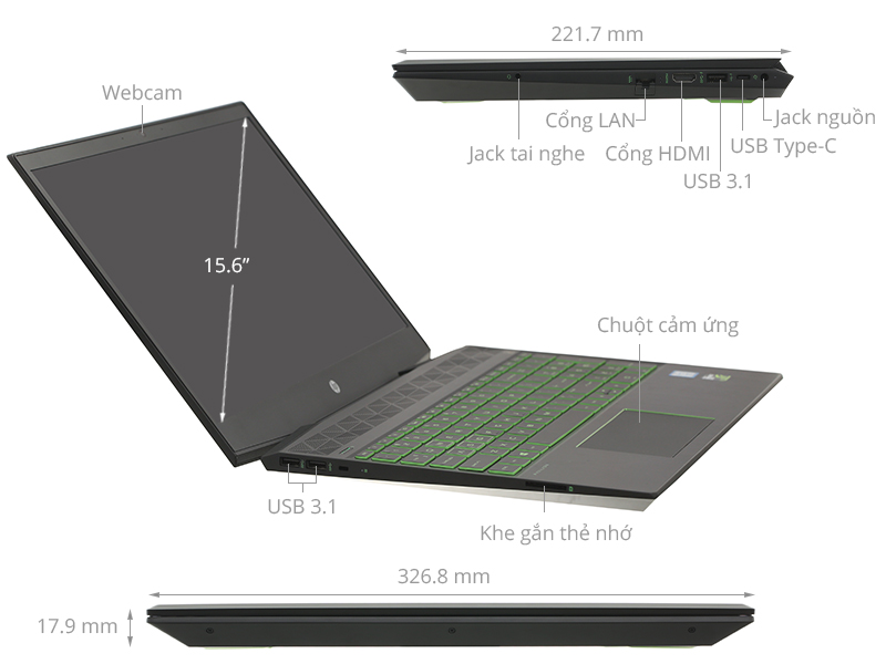 HP Palivion 15 cx0178TX i7 8750H/8GB/1TB+128GB/2GB GTX1050/Win10 (5EF41PA)