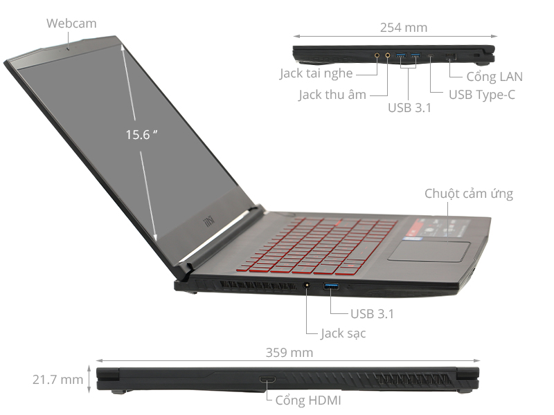 MSI GF63 8RC i5 8300H/8GB/1TB+128GB/ GTX1050/Win 10 (243VN)