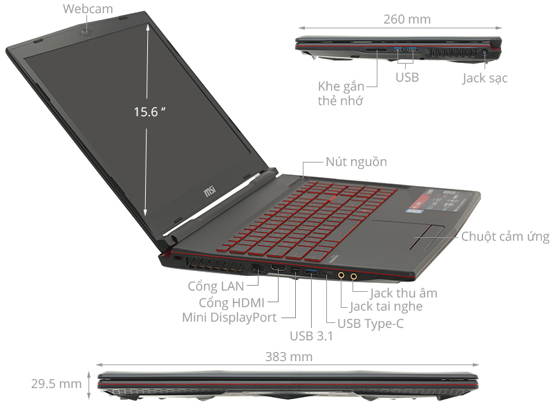 MSI GL63 8SD i7 8750H/8GB/1TB+128GB/ GTX1660Ti/Win 10 (281VN)