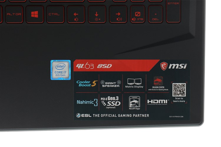 Laptop MSI GL63 8SD i7 8750H/8GB/1TB+128GB/ GTX1660Ti/Win 10 (281VN)