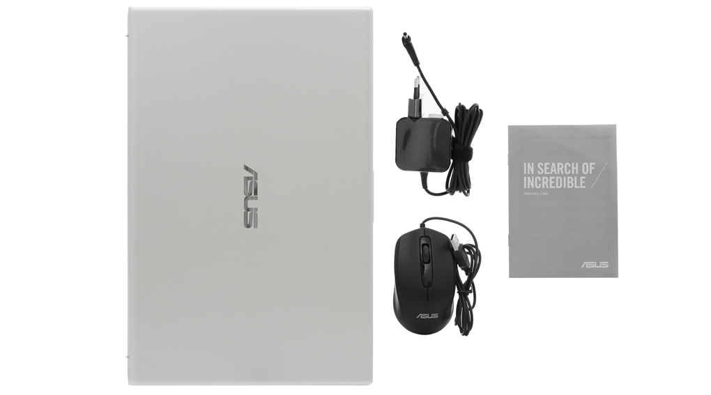 Bộ sản phẩm gồm: Sách hướng dẫn, Chuột, Thùng máy, Sạc Laptop Asus