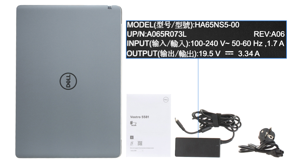 Bộ sản phẩm gồm: Sách hướng dẫn, Thùng máy, Sạc Laptop Dell