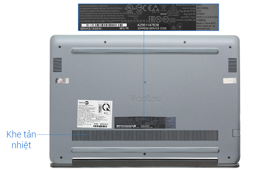Laptop Dell Vostro 5581 i5 8265U/4GB/1TB/2GB MX130/Win10 (VRF6J1) Màu Xám