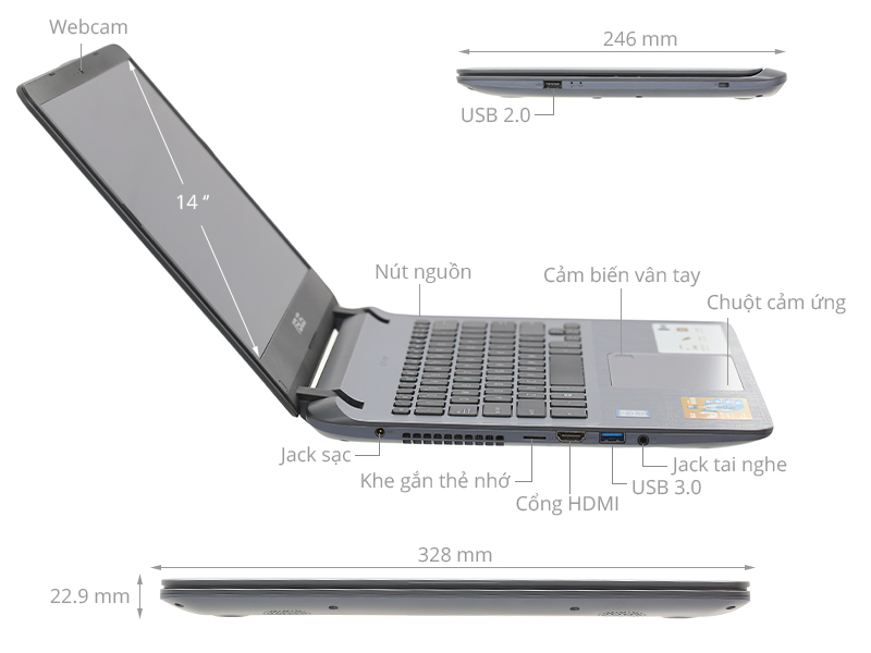 Asus VivoBook 14 X407UA i3 7020U/4GB/1TB/Win10 (BV345T)