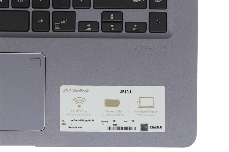 Laptop Asus A510UA i5 8250U/4GB/1TB/15.6"F/Win10/(EJ1214T)/Xám