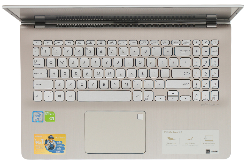 Laptop Asus VivoBook S530FN i7 8565U/8GB/512GB/2GB MX150/Win10 (BQ141T) Màu Vàng