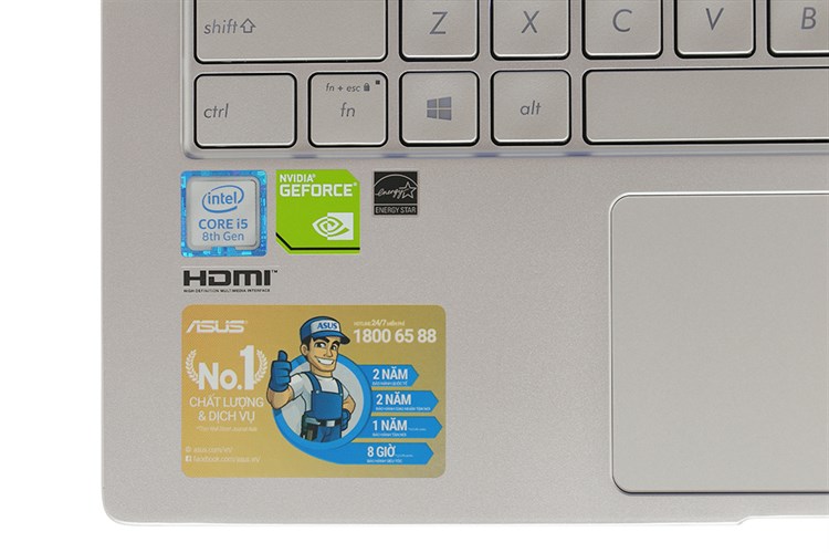 Laptop Asus ZenBook 14 UX433FN i5 8265U/8GB/512GB/2GB MX150/Túi/Win10 (A6124T) Màu Bạc