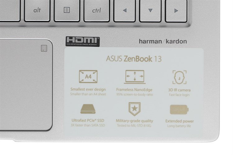 Laptop Asus ZenBook 13 UX333FN i5 8265U/8GB/512GB/2GB MX150/Túi/Win10 (A4125T) Màu Bạc