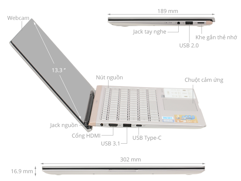 Asus Zenbook UX333FA i5 8265U/8GB/256GB/Túi/Win10 (A4046T)