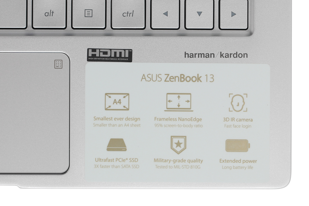 Laptop Asus Zenbook UX333FA i5 8265U/8GB/256GB/Túi/Win10 (A4046T) Màu Bạc