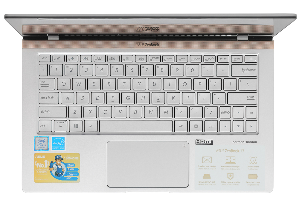 Laptop Asus Zenbook UX333FA i5 8265U/8GB/256GB/Túi/Win10 (A4046T) Màu Bạc