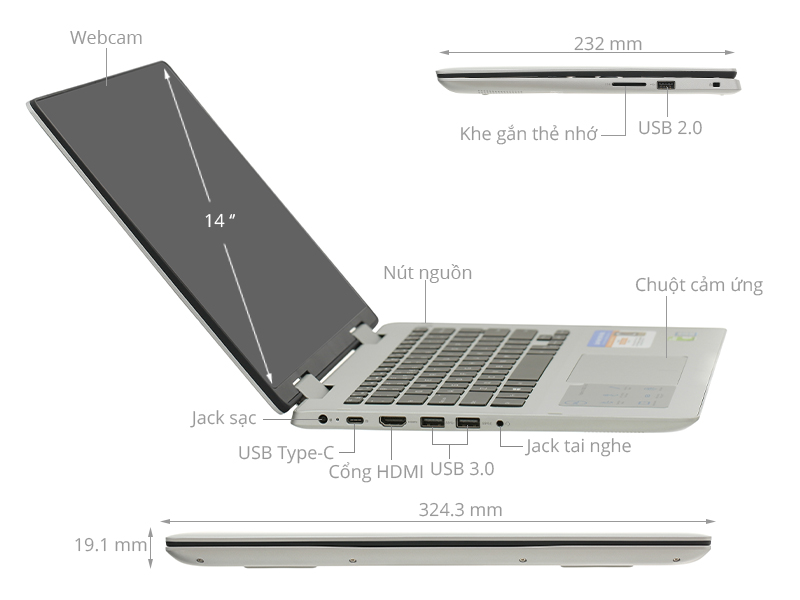 Dell Inspiron 14 5482 i7 8565U/8GB/256GB/2GB MX130/Touch/Office365/Win10 (C2CPX1)
