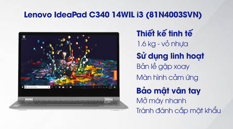 Laptop Lenovo Ideapad C340 14IWL i3 8145U/8GB/256GB/Touch/Win10 (81N4003SVN)