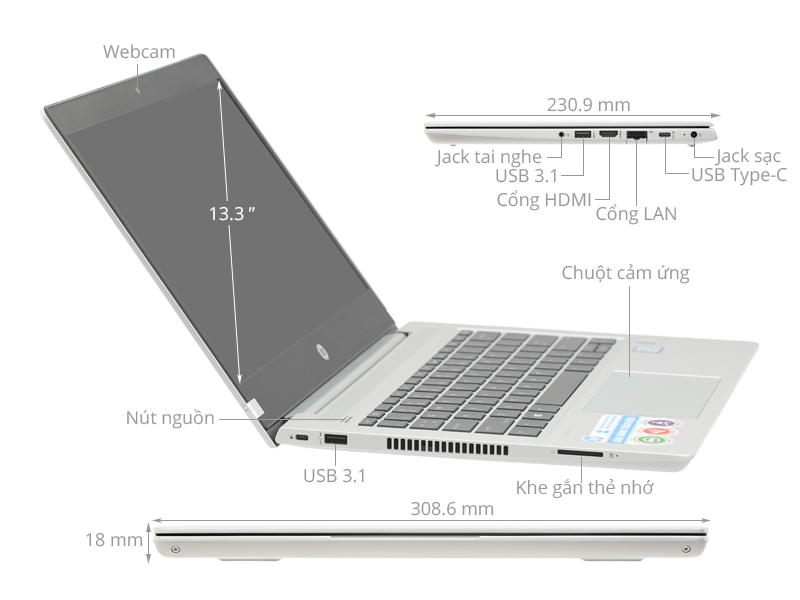 HP Probook 430 G6 i5 8265U/4GB/256GB/Win10 (6UX78PA)