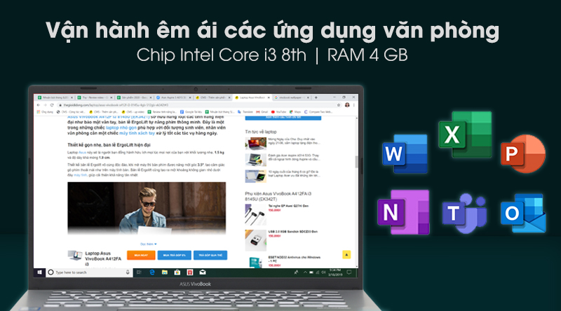 Laptop Asus VivoBook A412FA i3 8145U/4GB/512GB/Win10 (EK342T)