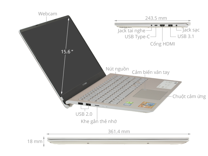Asus VivoBook S530FN i7 8565U/8GB/512GB/2GB MX150/Win10 (BQ593T)