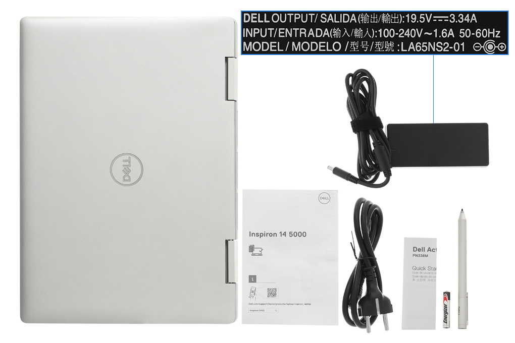 Bộ sản phẩm gồm: Sách hướng dẫn, Bút cảm ứng, Thùng máy, Sạc Laptop Dell