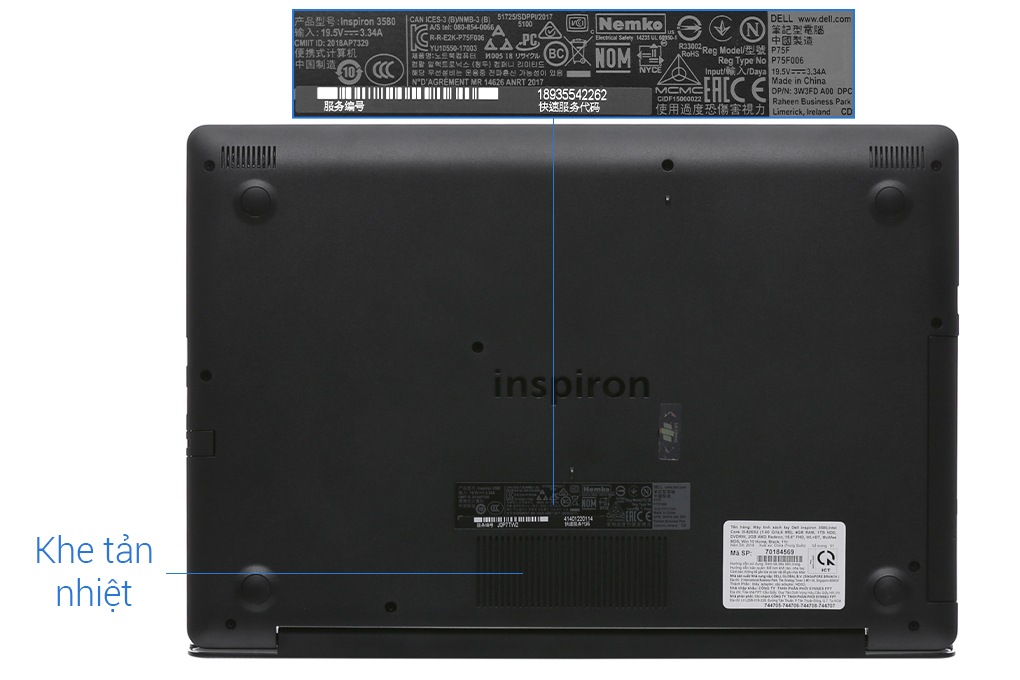 Laptop Dell Inspiron 3580 i5 8265U/4GB/1TB/2GB R520/Win10 (70184569) Màu Đen