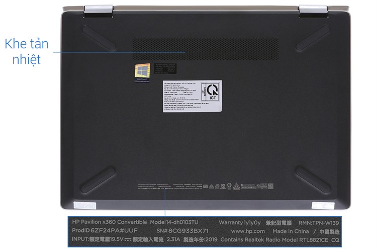 Laptop HP Pavilion x360 dh0103TU i3 8145U/4GB/1TB/Touch/Win10 (6ZF24PA) Màu Vàng