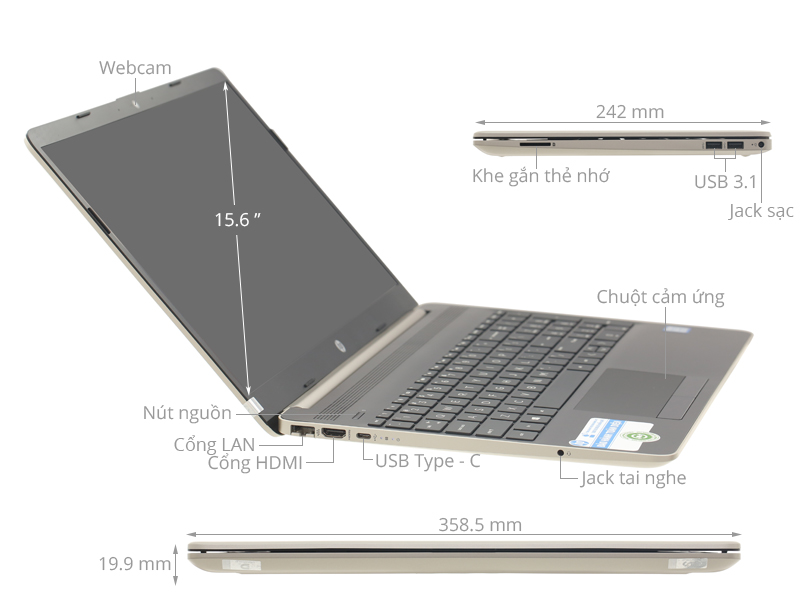 HP 15s du0040TX i7 8565U/8GB/1TB/ MX130/Win10 (6ZF62PA)