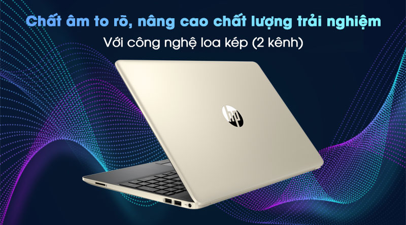 Laptop HP 15s du0063TU được trang bị loa kép giúp âm thanh to rõ, sống động 