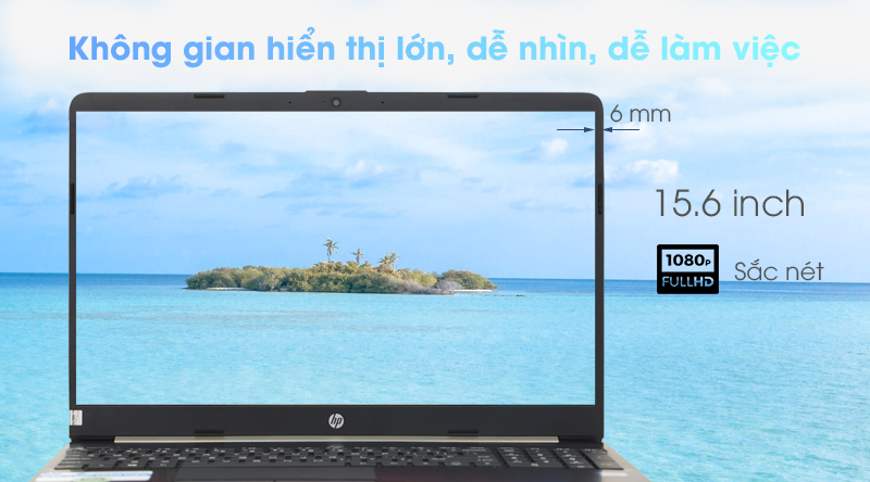 Laptop HP 15s du0063TU màn hình rộng 15.6 inch cùng độ phân giải Full HD