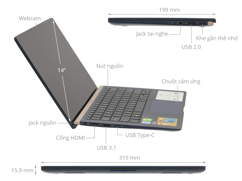 Asus ZenBook 14 UX433FN i5 8265U/8GB/512GB/2GB MX150/Win10 (A6125T)