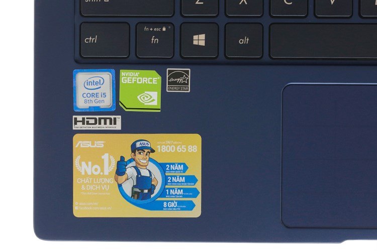 Laptop Asus ZenBook 14 UX433FN i5 8265U/8GB/512GB/2GB MX150/Win10 (A6125T) Màu Xanh Dương