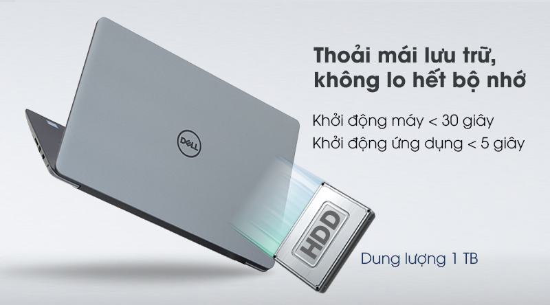 Dell Vostro 5581 còn trang bị cho máy ổ cứng HDD 1TB