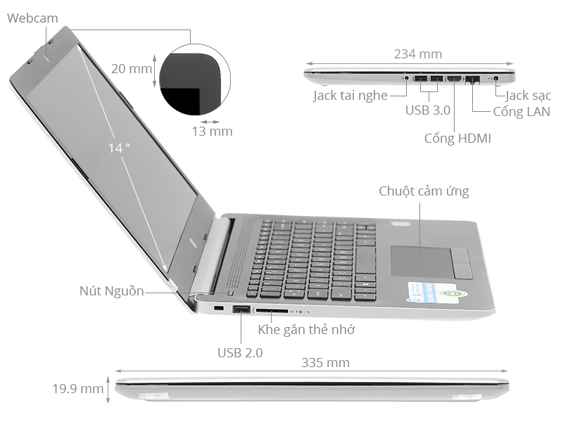 HP 14 ck0068TU i3 7020U/4GB/500GB/Win10 (4ME90PA)