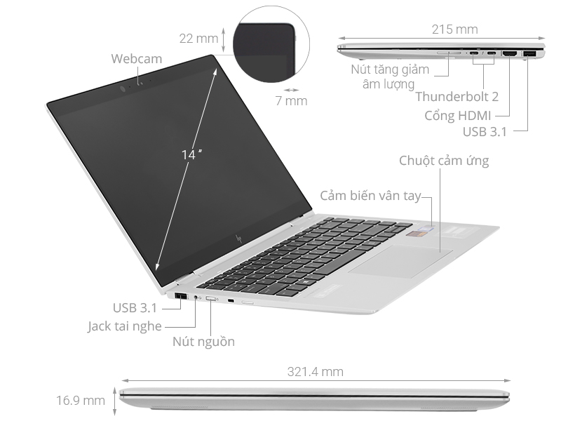 HP EliteBook X360 14  i7 8550U/16GB/512GB/Win10 (5XD05PA)