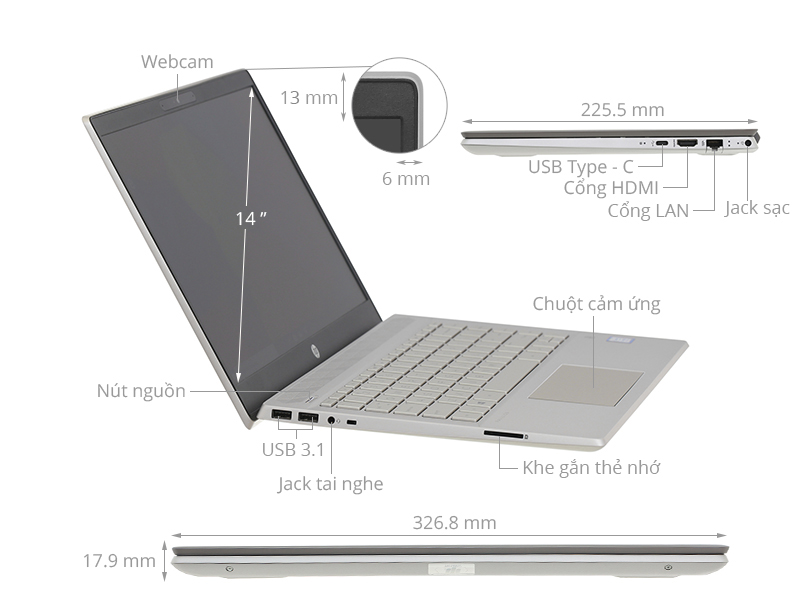 HP Pavilion 14 ce2041TU i5 8265U/4GB/1TB/Win10 (6ZT94PA)