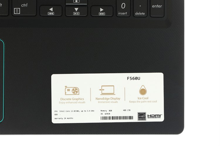 Laptop Asus Rog F560UD i5 8250U/8GB/1TB/ GTX1050/Win10 (BQ400T)