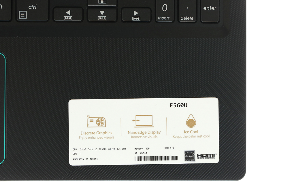 Laptop Asus Rog F560UD i5 8250U/8GB/1TB/ GTX1050/Win10 (BQ400T) Màu Đen