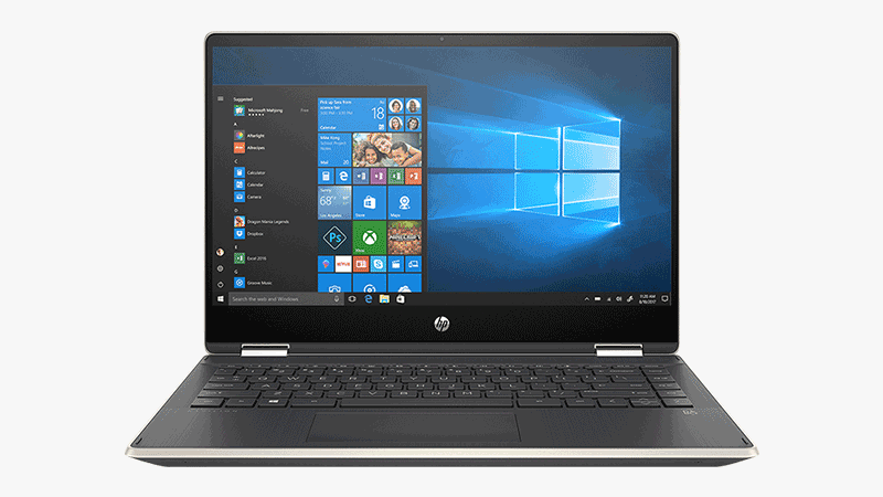 Laptop HP Pavilion x360 là loại màn hình cảm ứng với bản lề gập xoay 360 độ 