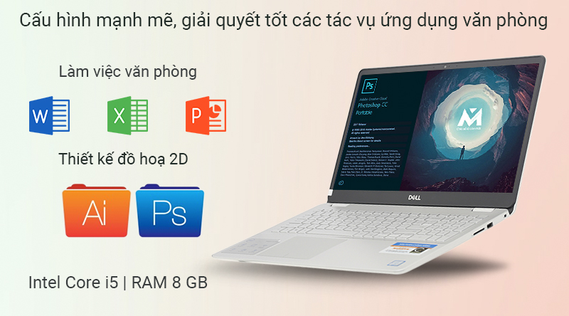 Laptop Dell Inspiron 15 5584 i5 8265U/8GB/256GB/2GB MX130/Win10 (N5I5413W)