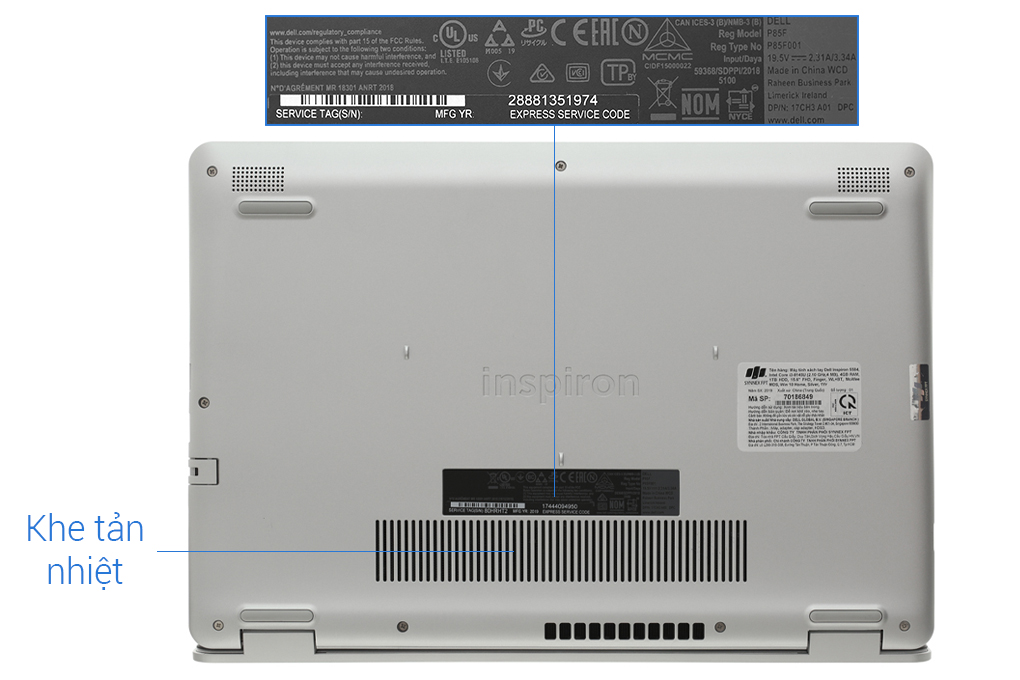 Laptop Dell Inspiron 5584 i3 8145U/4GB/1TB/Win10 (70186849) Màu Bạc