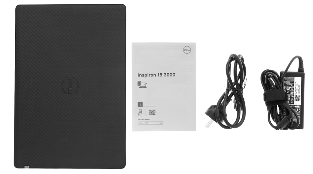 Bộ sản phẩm gồm: Dây nguồn, Sách hướng dẫn, Thùng máy, Sạc Laptop Dell