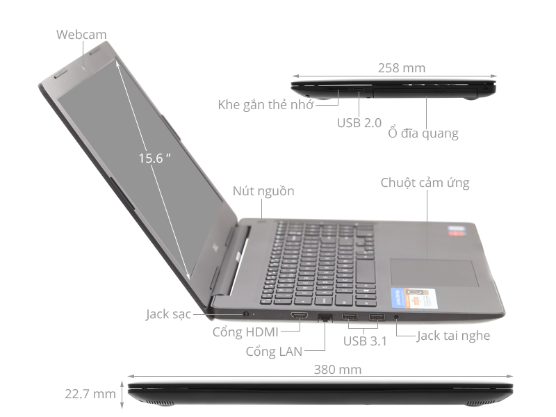 Dell Inspiron 3581 i3 7020U/4GB/1TB/2GB AMD 520/Win10 (N5I3150W)