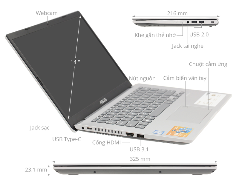 Asus VivoBook X409FA i5 8265U/8GB/1TB/Win10 (EK138T)