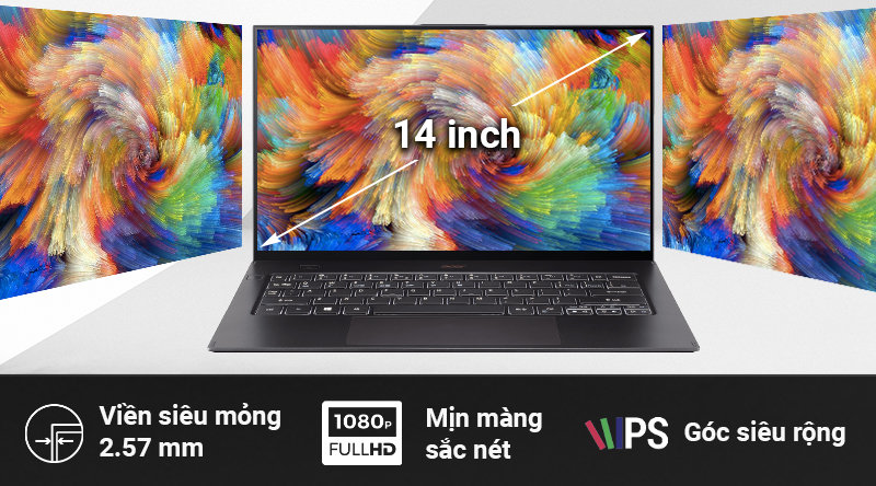 Màn hình 14 inch của Laptop Acer Swift 7 đạt độ mỏng tuyệt đối ở cả 4 cạnh