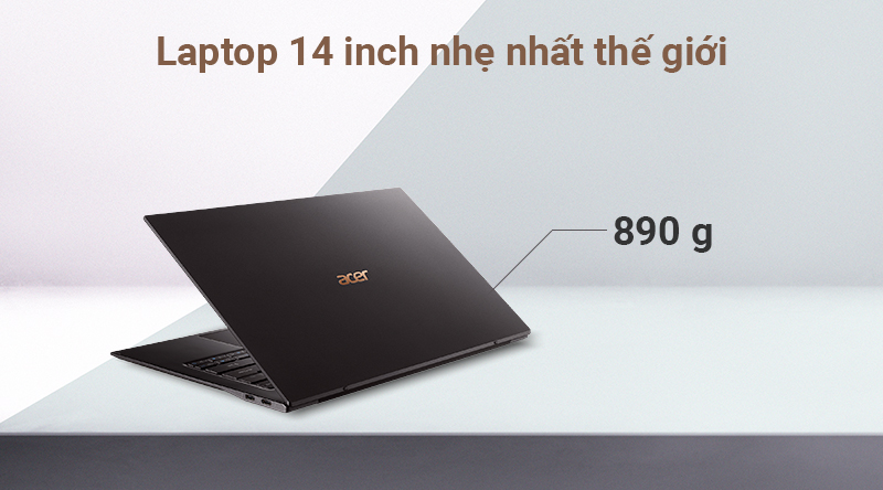 Với cân nặng chỉ 890 g, Swift 7 là mẫu laptop 14 inch nhẹ nhất thế giới.