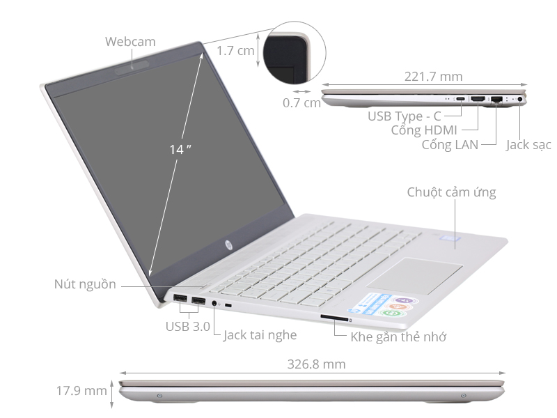 HP Pavilion 14 ce2035tu i3 8145U/4GB/1TB/Win10 (6YZ18PA)