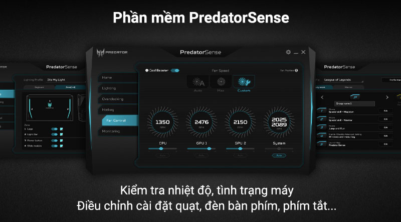 Laptop Acer Predator Helios 300 PH315 (NH.Q53SV.008) có phần mềm PredatorSense